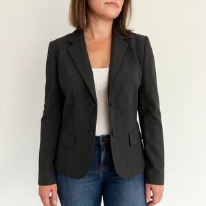 Ann Taylor Charcoal Gray 2-Button Tailored Blazer Jacket Size 12